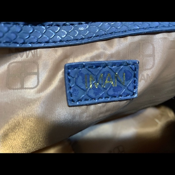 IMAN BLUE LEATHER HANDBAG - Picture 4 of 6